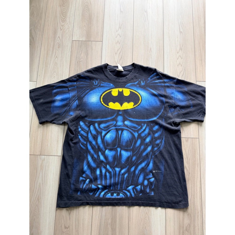1997 Vintage DC Comics Batman T-Shirt Mens XL Black Blue Muscle Suit Graphic